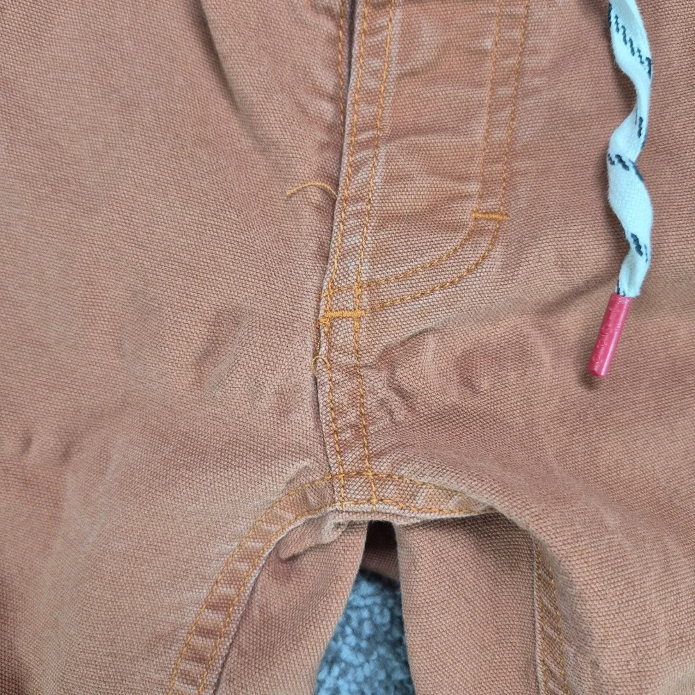 Topo Designs Dirt Pants Mens Medium Burnt Orange Drawstring Hiking Canvas